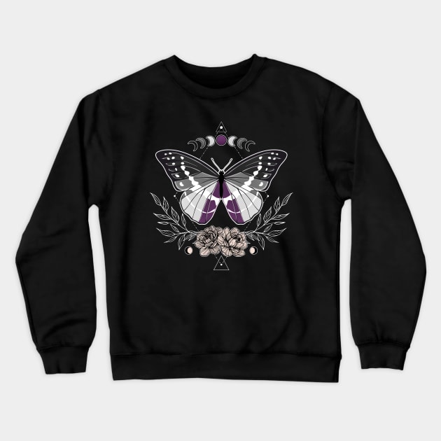 Asexual Butterfly LGBT Pride Flag Crewneck Sweatshirt by Psitta